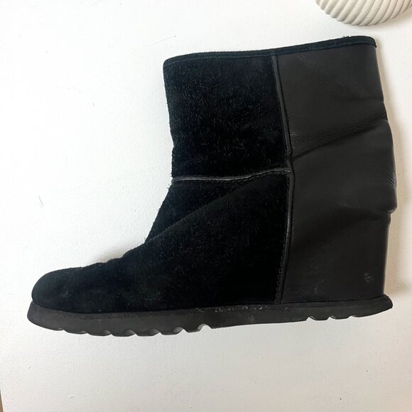 Marc Jacobs Black Suede and Leather Boots Booties Wedge Platform Black - Picture 7 of 12